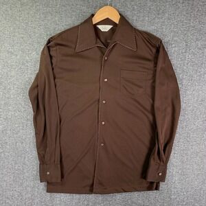 DaVinci Shirt Men Large 70's Hippie Retro Disco Rockabilly Dagger Collar Vintage